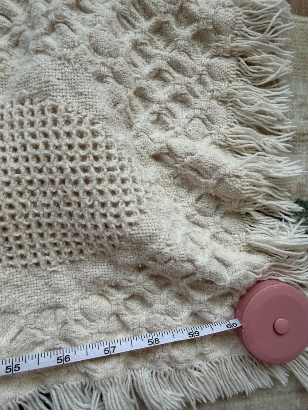 Vintage Cream Heart Tapestry Throw Blanket 40” x 60” Cottagecore